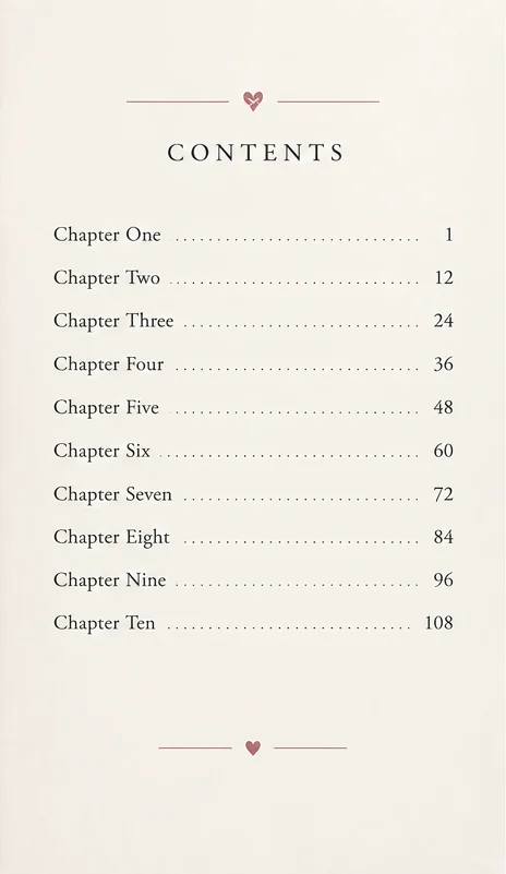 eBook sample: contents page listing ten chapters with page numbers